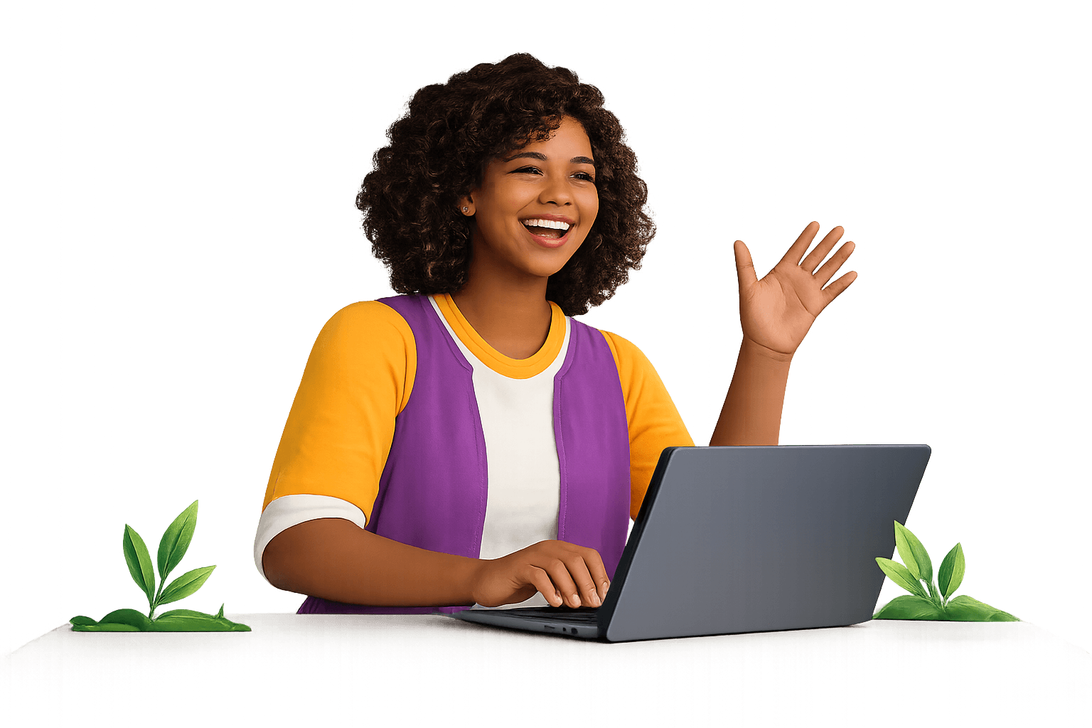 Traveler staying online with a Roamjoy eSIM on her laptop