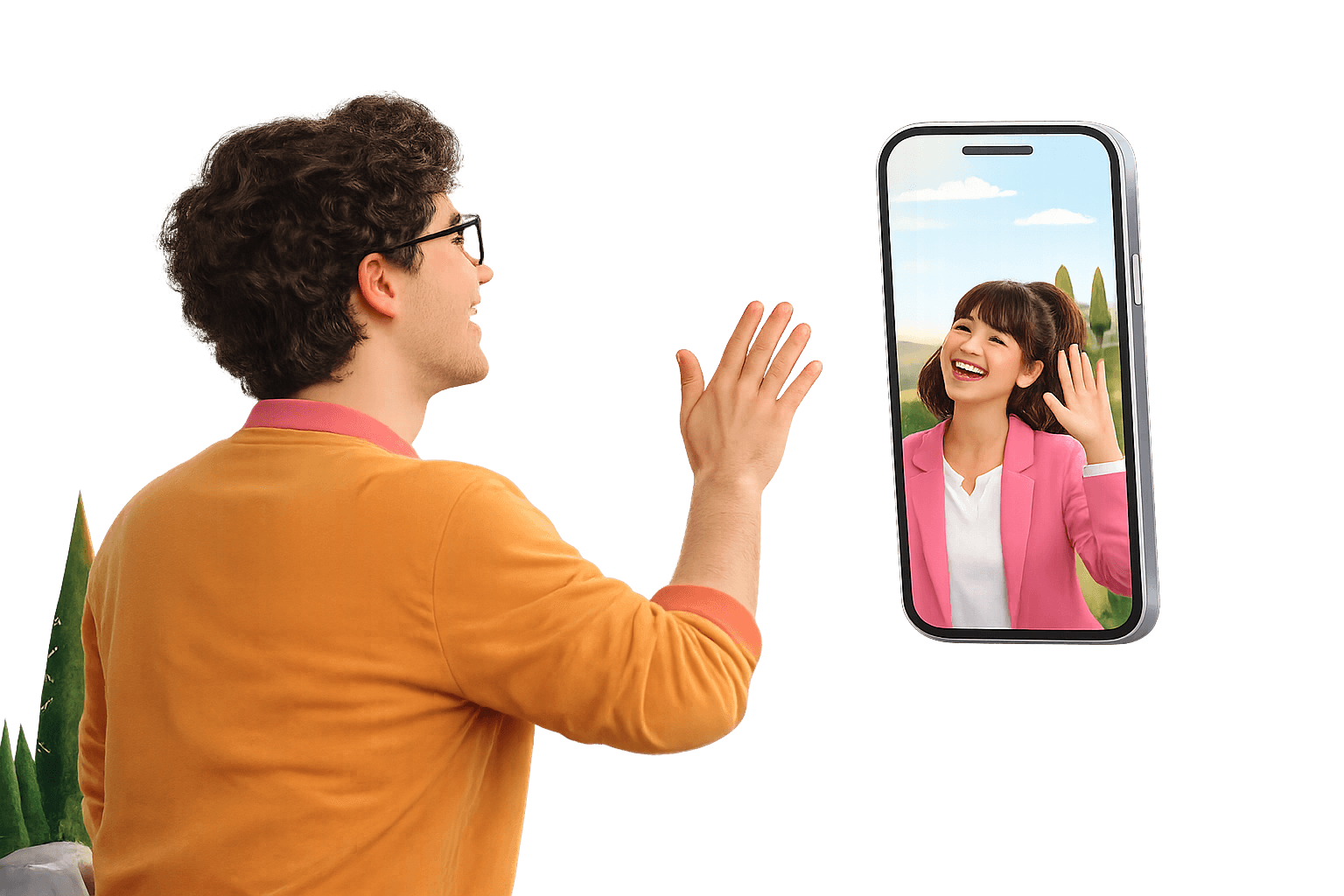 Two friends sharing a moment on their phones while traveling